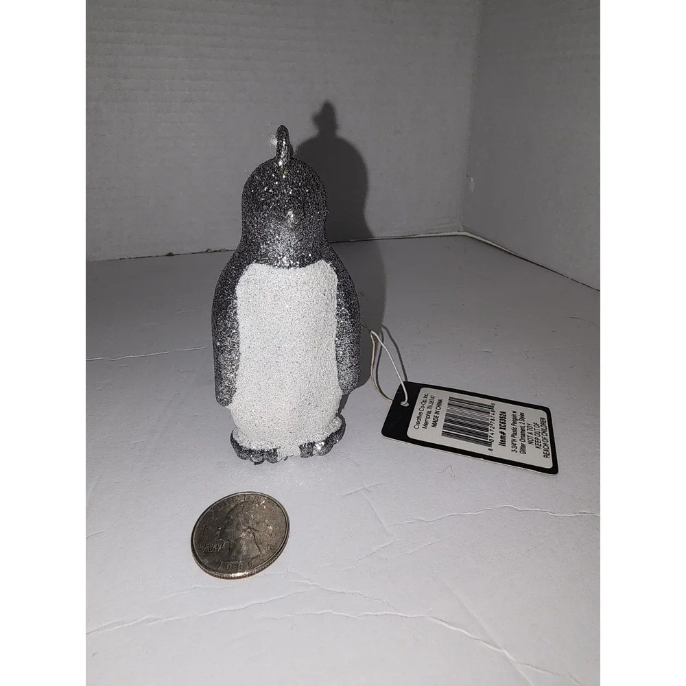 Plastic Glitter Penguin‎ Christmas Tree Ornament